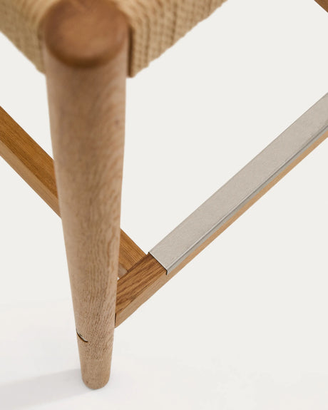 Analy Hocker Rückenlehne massives Eichenholz in verschiedenen Finishes Sitzfläche Seil 65 cm FSC 100 % – Bild 10