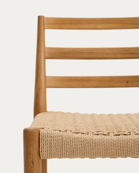 Analy Hocker Rückenlehne massives Eichenholz in verschiedenen Finishes Sitzfläche Seil 65 cm FSC 100 % – Bild 7