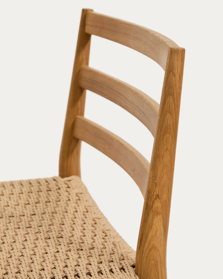 Analy Hocker Rückenlehne massives Eichenholz in verschiedenen Finishes Sitzfläche Seil 65 cm FSC 100 % – Bild 9