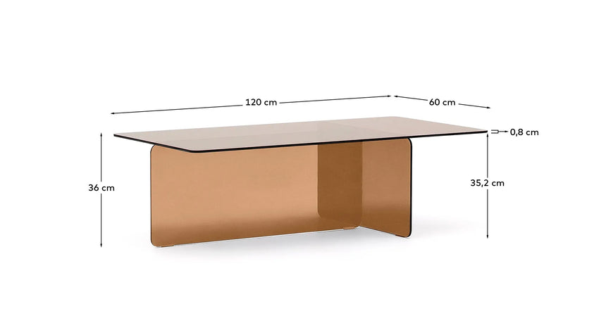 Couchtisch Zaren aus braunem gehärtetem Glas 120 x 60 cm – Bild 3