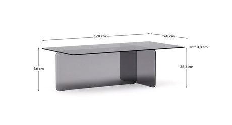 Couchtisch Zaren aus grauem gehärtetem Glas 120 x 60 cm – Bild 3