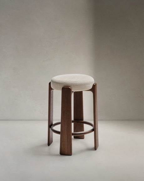 Hocker Granite aus Chenille und massivem Eschenholz in verschiedenen Farben, FSC 100%, 75 cm – Bild 1