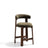 Hocker Granite aus grüner Chenille und massivem Eschenholz mit walnussholzfarbenem Finish, FSC 100%, 65 cm – Bild 1