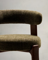Hocker Granite aus grüner Chenille und massivem Eschenholz mit walnussholzfarbenem Finish, FSC 100%, 75 cm – Bild 8