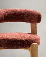 Hocker Granite aus terrakottafarbener Chenille und massivem Eschenholz mit naturfarbenem Finish, FSC 100%, 75 cm – Bild 8