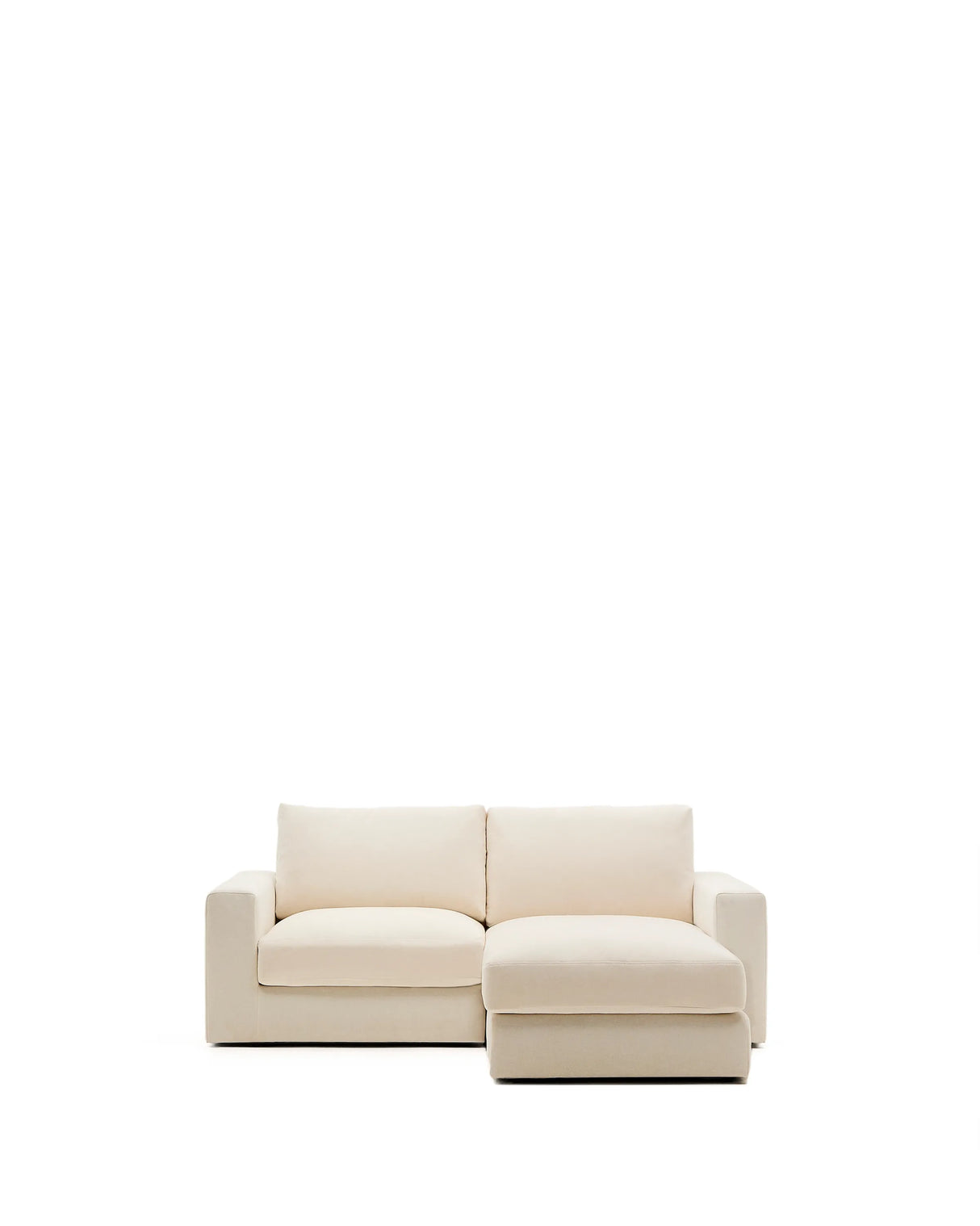 Modulares Sofa Alea für 3 Personen mit abnehmbarem Bezug aus Chenille mit Chaiselongue in Ecru, 220 cm – Bild 1