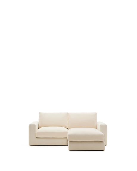 Modulares Sofa Alea für 3 Personen mit abnehmbarem Bezug aus Chenille mit Chaiselongue in Ecru, 220 cm – Bild 1