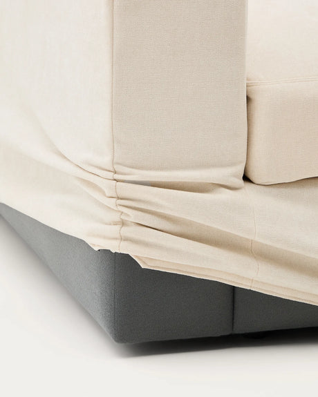 Modulares Sofa Alea für 3 Personen mit abnehmbarem Bezug aus Chenille mit Chaiselongue in Ecru, 220 cm – Bild 11