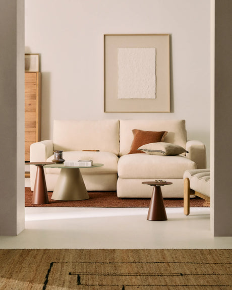 Modulares Sofa Alea für 3 Personen mit abnehmbarem Bezug aus Chenille mit Chaiselongue in Ecru, 220 cm – Bild 2