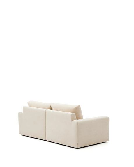 Modulares Sofa Alea für 3 Personen mit abnehmbarem Bezug aus Chenille mit Chaiselongue in Ecru, 220 cm – Bild 8
