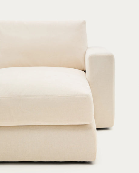 Modulares Sofa Alea für 3 Personen mit abnehmbarem Bezug aus Chenille mit Chaiselongue in Ecru, 220 cm – Bild 9