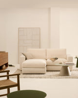 Modulares Sofa Alea für 3 Personen mit abnehmbarem Bezug aus Chenille mit Chaiselongue in Ecru, 220 cm – Bild 2