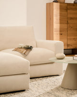 Modulares Sofa Alea für 3 Personen mit abnehmbarem Bezug aus Chenille mit Chaiselongue in Ecru, 220 cm – Bild 3