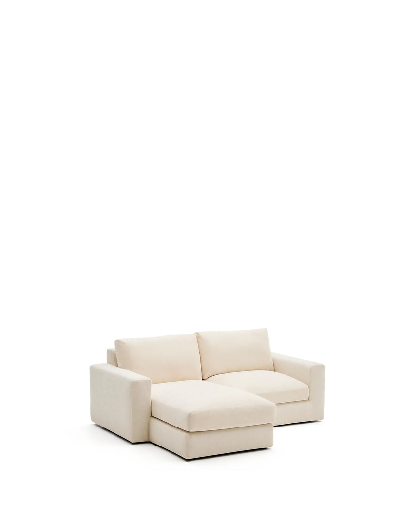 Modulares Sofa Alea für 3 Personen mit abnehmbarem Bezug aus Chenille mit Chaiselongue in Ecru, 220 cm – Bild 6