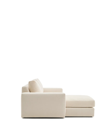 Modulares Sofa Alea für 3 Personen mit abnehmbarem Bezug aus Chenille mit Chaiselongue in Ecru, 220 cm – Bild 7