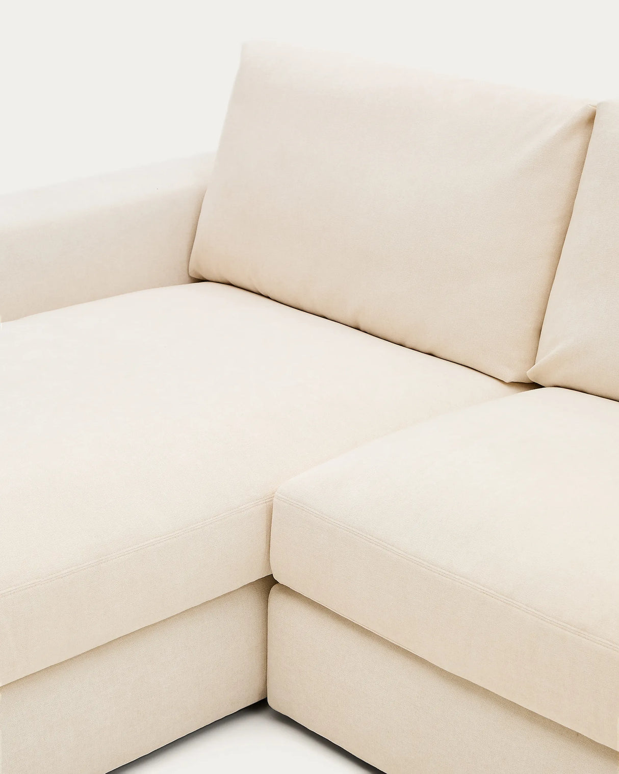 Modulares Sofa Alea für 3 Personen mit abnehmbarem Bezug aus Chenille mit Chaiselongue in Ecru, 220 cm – Bild 9