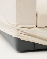 Modulares Sofa Alea für 4 Personen mit abnehmbarem Bezug aus Chenille mit Chaiselongue in Ecru, 310 cm – Bild 11