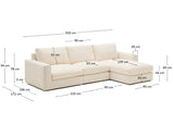 Modulares Sofa Alea für 4 Personen mit abnehmbarem Bezug aus Chenille mit Chaiselongue in Ecru, 310 cm – Bild 5