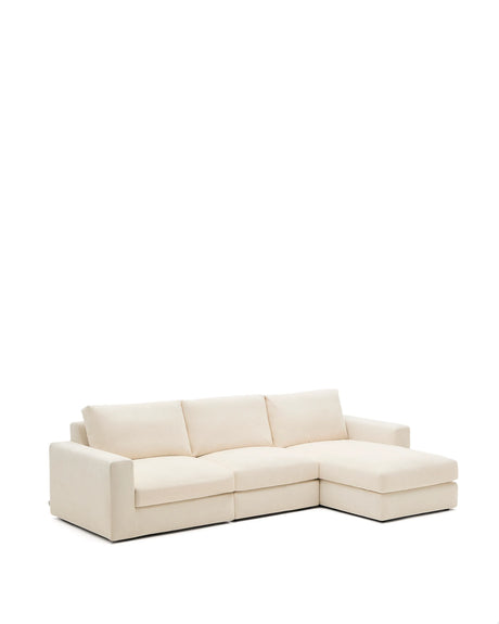 Modulares Sofa Alea für 4 Personen mit abnehmbarem Bezug aus Chenille mit Chaiselongue in Ecru, 310 cm – Bild 6