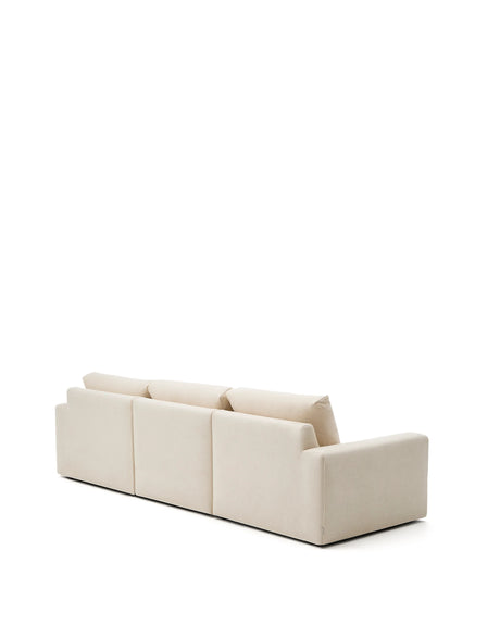Modulares Sofa Alea für 4 Personen mit abnehmbarem Bezug aus Chenille mit Chaiselongue in Ecru, 310 cm – Bild 8