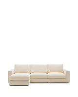 Modulares Sofa Alea für 4 Personen mit abnehmbarem Bezug aus Chenille mit Chaiselongue in Ecru, 310 cm – Bild 1