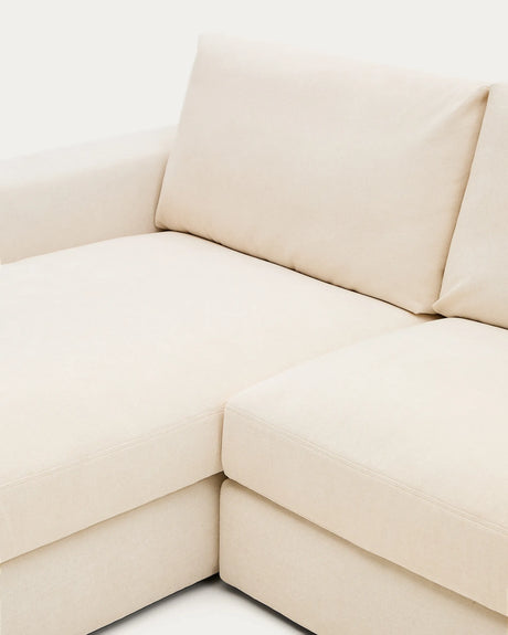 Modulares Sofa Alea für 4 Personen mit abnehmbarem Bezug aus Chenille mit Chaiselongue in Ecru, 310 cm – Bild 10