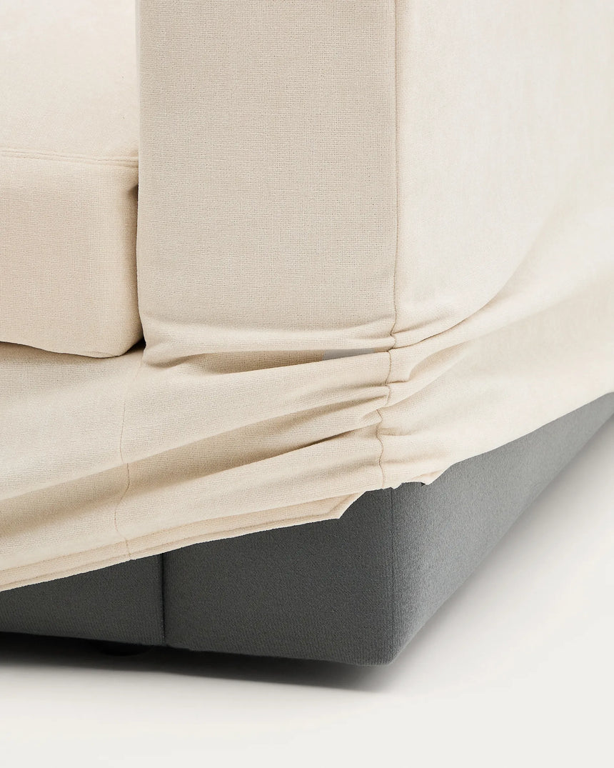 Modulares Sofa Alea für 4 Personen mit abnehmbarem Bezug aus Chenille mit Chaiselongue in Ecru, 310 cm – Bild 11