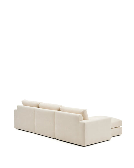 Modulares Sofa Alea für 4 Personen mit abnehmbarem Bezug aus Chenille mit Chaiselongue in Ecru, 310 cm – Bild 8