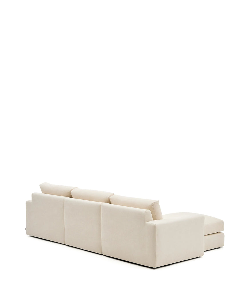 Modulares Sofa Alea für 4 Personen mit abnehmbarem Bezug aus Chenille mit Chaiselongue in Ecru, 310 cm – Bild 8