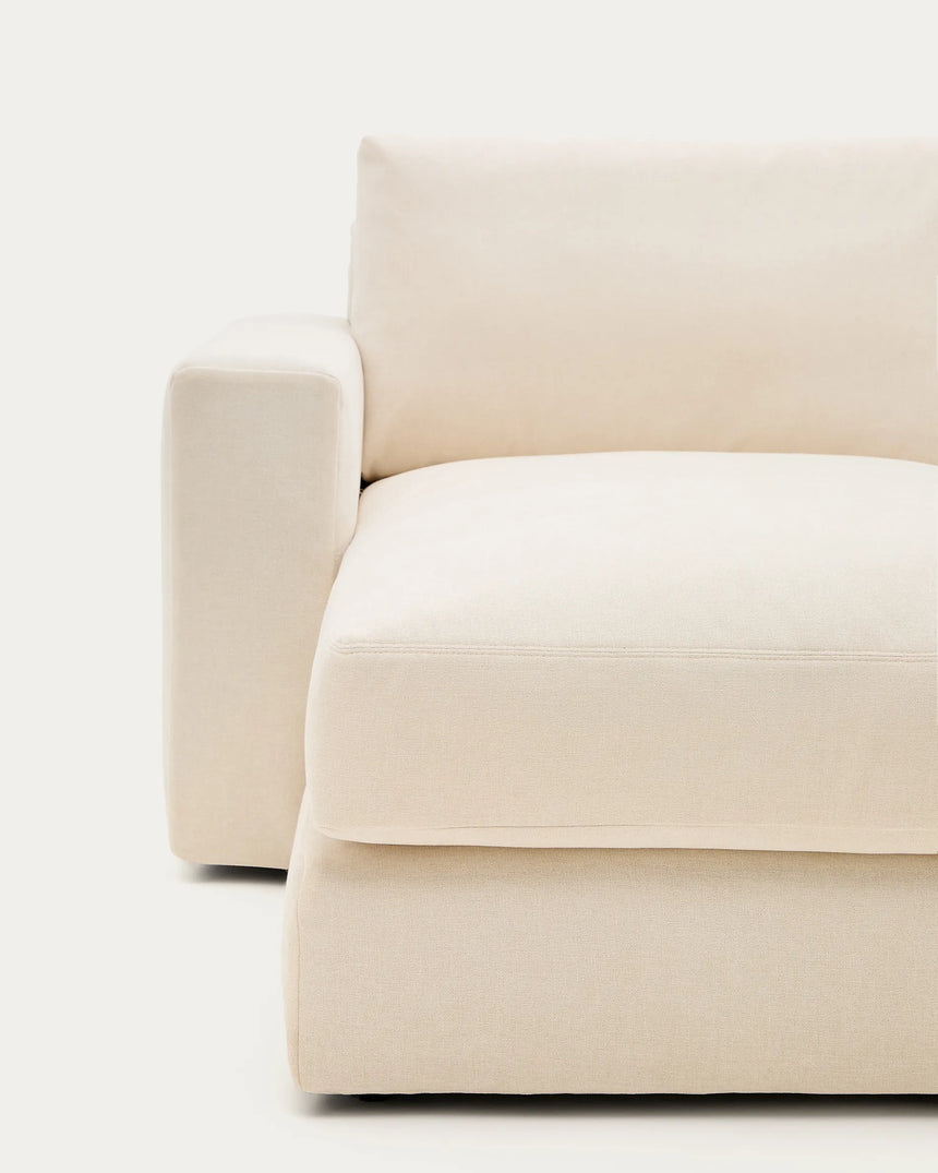 Modulares Sofa Alea für 4 Personen mit abnehmbarem Bezug aus Chenille mit Chaiselongue in Ecru, 310 cm – Bild 9