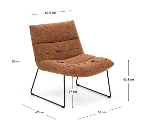 Sessel Asen in terrakottafarbener Chenille mit schwarzen Stahlbeinen FSC 100% – Bild 4