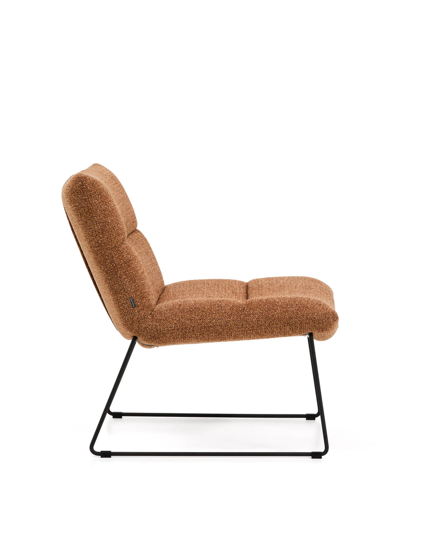 Sessel Asen in terrakottafarbener Chenille mit schwarzen Stahlbeinen FSC 100% – Bild 5