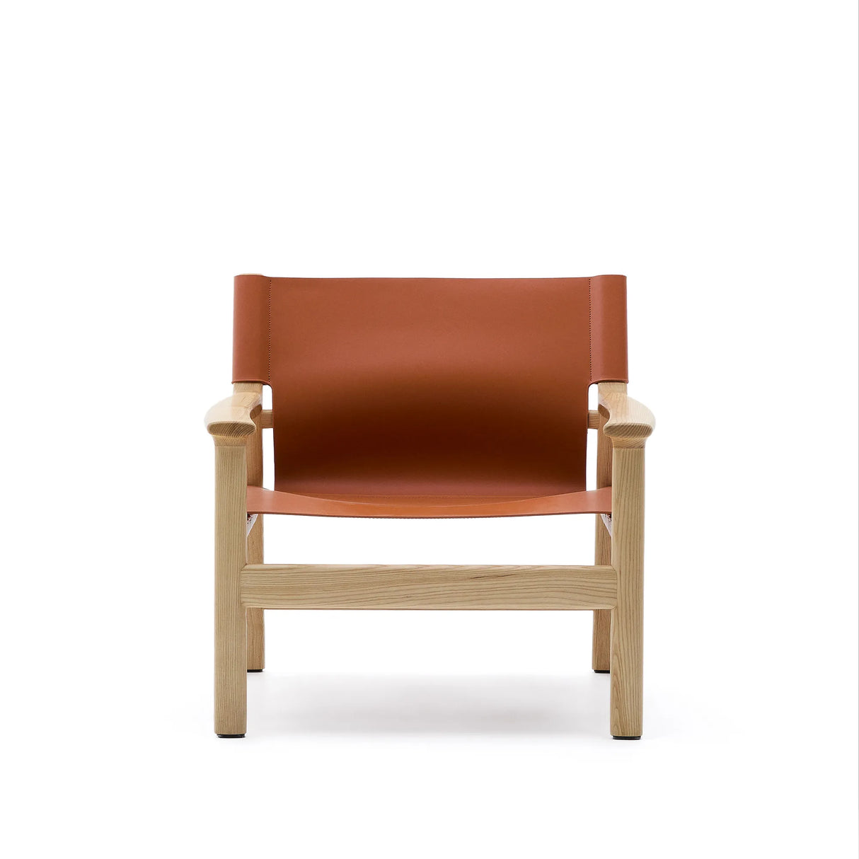 Sessel Jan aus recycelten Lederfasern in Hellbraun und massivem Eschenholz FSC 100 % mit Finish in natürlichem Farbton – Bild 11