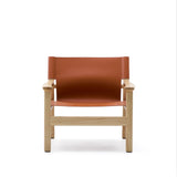 Sessel Jan aus recycelten Lederfasern in Hellbraun und massivem Eschenholz FSC 100 % mit Finish in natürlichem Farbton – Bild 11