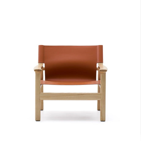 Sessel Jan aus recycelten Lederfasern in Hellbraun und massivem Eschenholz FSC 100 % mit Finish in natürlichem Farbton – Bild 11