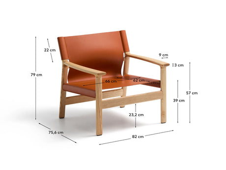 Sessel Jan aus recycelten Lederfasern in Hellbraun und massivem Eschenholz FSC 100 % mit Finish in natürlichem Farbton – Bild 5