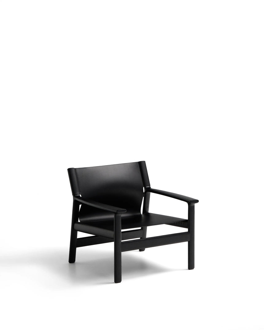 Sessel Jan aus recycelten Lederfasern in Schwarz und massivem Eschenholz FSC 100 % mit schwarzem Finish – Bild 1