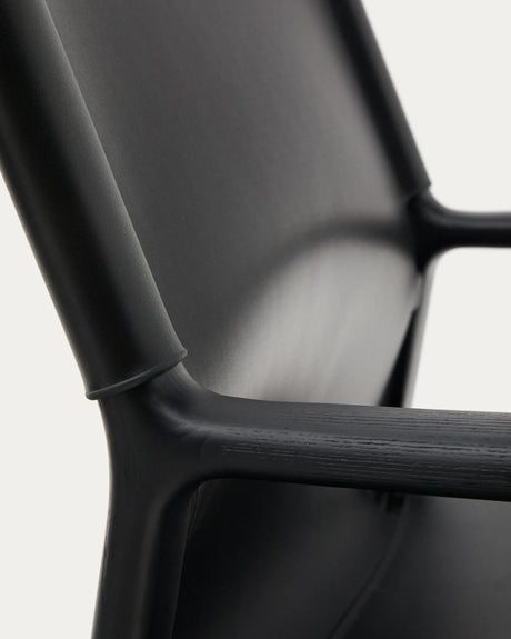 Sessel Jan aus recycelten Lederfasern in Schwarz und massivem Eschenholz FSC 100 % mit schwarzem Finish – Bild 12