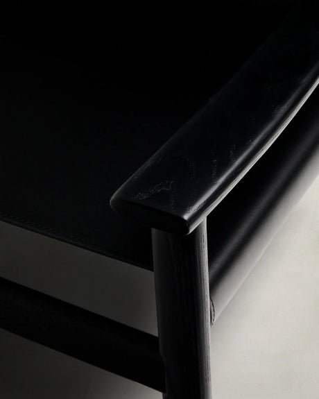 Sessel Jan aus recycelten Lederfasern in Schwarz und massivem Eschenholz FSC 100 % mit schwarzem Finish – Bild 9