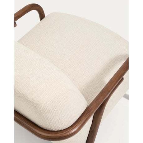 Sessel Sylo aus beiger Chenille und massivem Eschenholz mit nussbaumfarbenem Finish, FSC 100 % – Bild 17