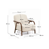 Sessel Sylo aus beiger Chenille und massivem Eschenholz mit nussbaumfarbenem Finish, FSC 100 % – Bild 7