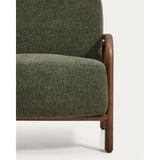 Sessel Sylo aus dunkelgrüner Chenille und massivem Eschenholz mit nussbaumfarbenem Finish, FSC 100 % – Bild 12