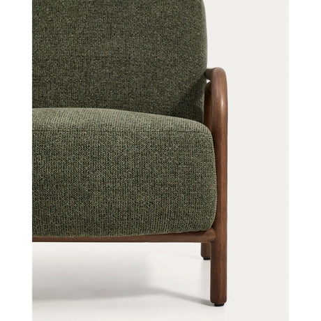 Sessel Sylo aus dunkelgrüner Chenille und massivem Eschenholz mit nussbaumfarbenem Finish, FSC 100 % – Bild 12