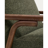 Sessel Sylo aus dunkelgrüner Chenille und massivem Eschenholz mit nussbaumfarbenem Finish, FSC 100 % – Bild 15