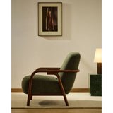 Sessel Sylo aus dunkelgrüner Chenille und massivem Eschenholz mit nussbaumfarbenem Finish, FSC 100 % – Bild 2