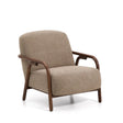 Sessel Sylo aus taupefarbener Chenille und massivem Eschenholz mit nussbaumfarbenem Finish, FSC 100 % – Bild 1