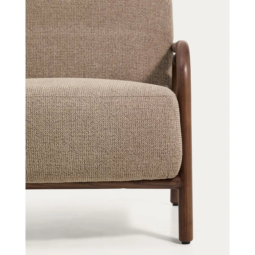 Sessel Sylo aus taupefarbener Chenille und massivem Eschenholz mit nussbaumfarbenem Finish, FSC 100 % – Bild 12