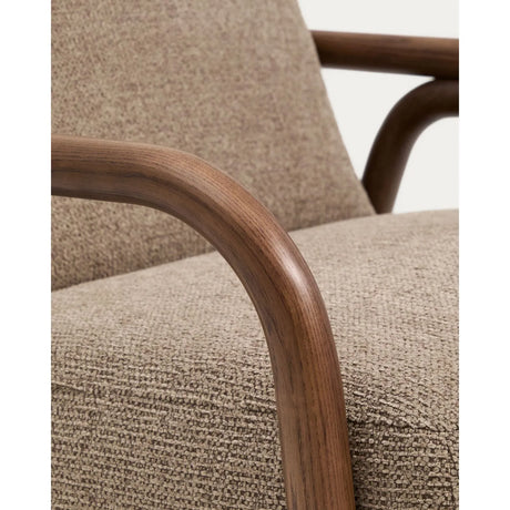 Sessel Sylo aus taupefarbener Chenille und massivem Eschenholz mit nussbaumfarbenem Finish, FSC 100 % – Bild 13