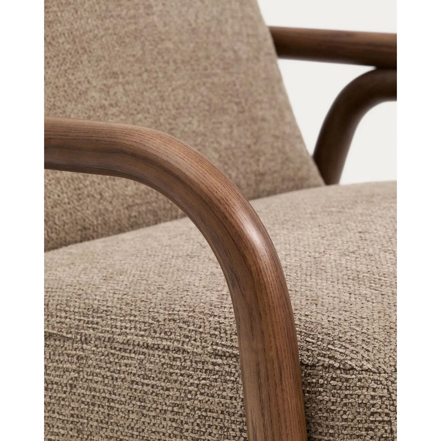 Sessel Sylo aus taupefarbener Chenille und massivem Eschenholz mit nussbaumfarbenem Finish, FSC 100 % – Bild 13