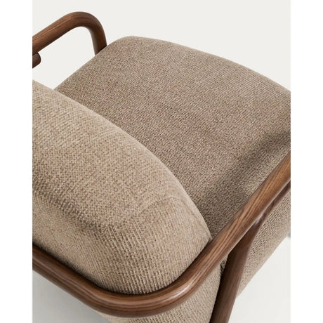 Sessel Sylo aus taupefarbener Chenille und massivem Eschenholz mit nussbaumfarbenem Finish, FSC 100 % – Bild 14